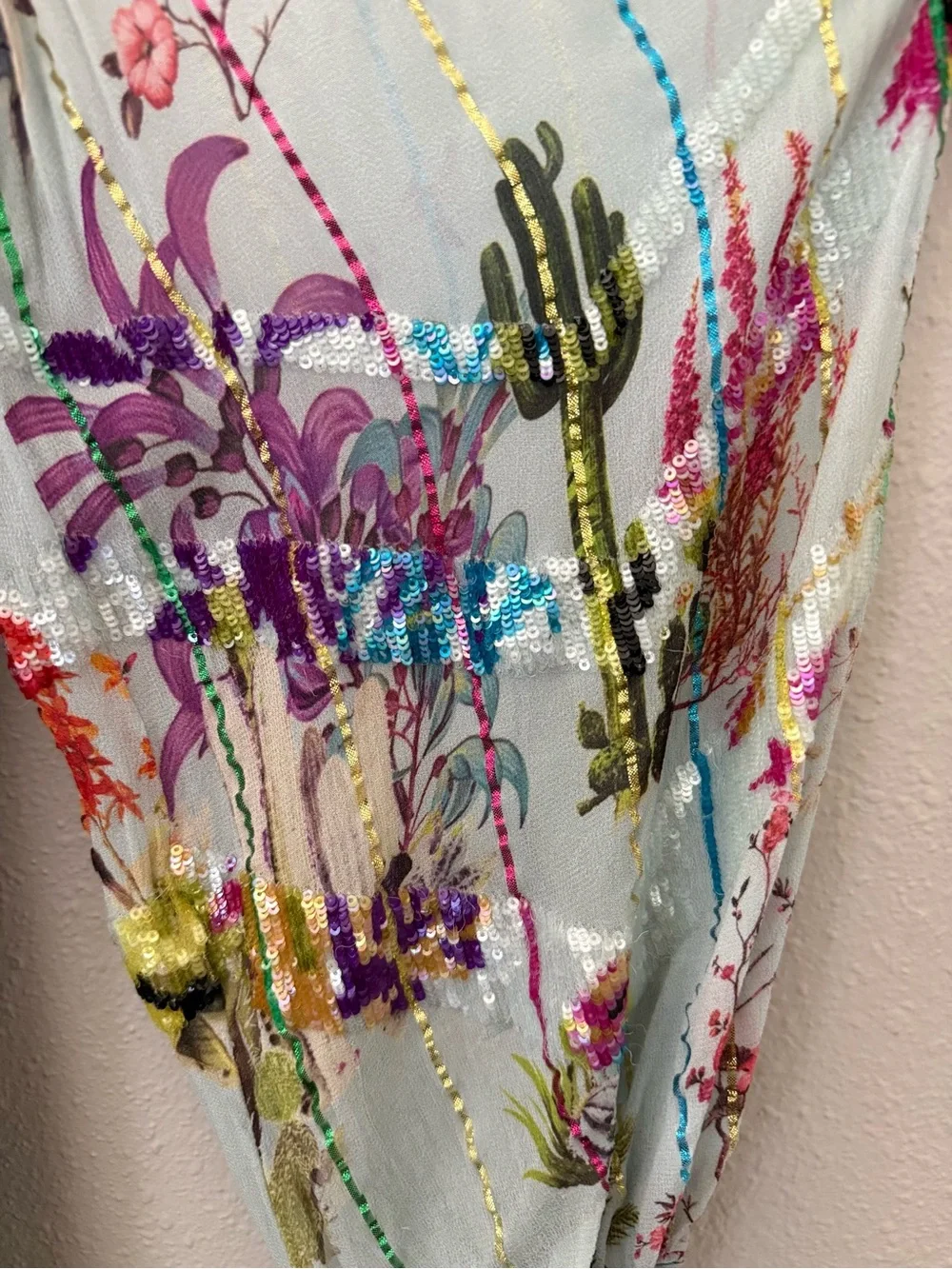 Anthropologie Hemant & Nandita Floral Sequin Off Shoulder Mini Dress XS Boho